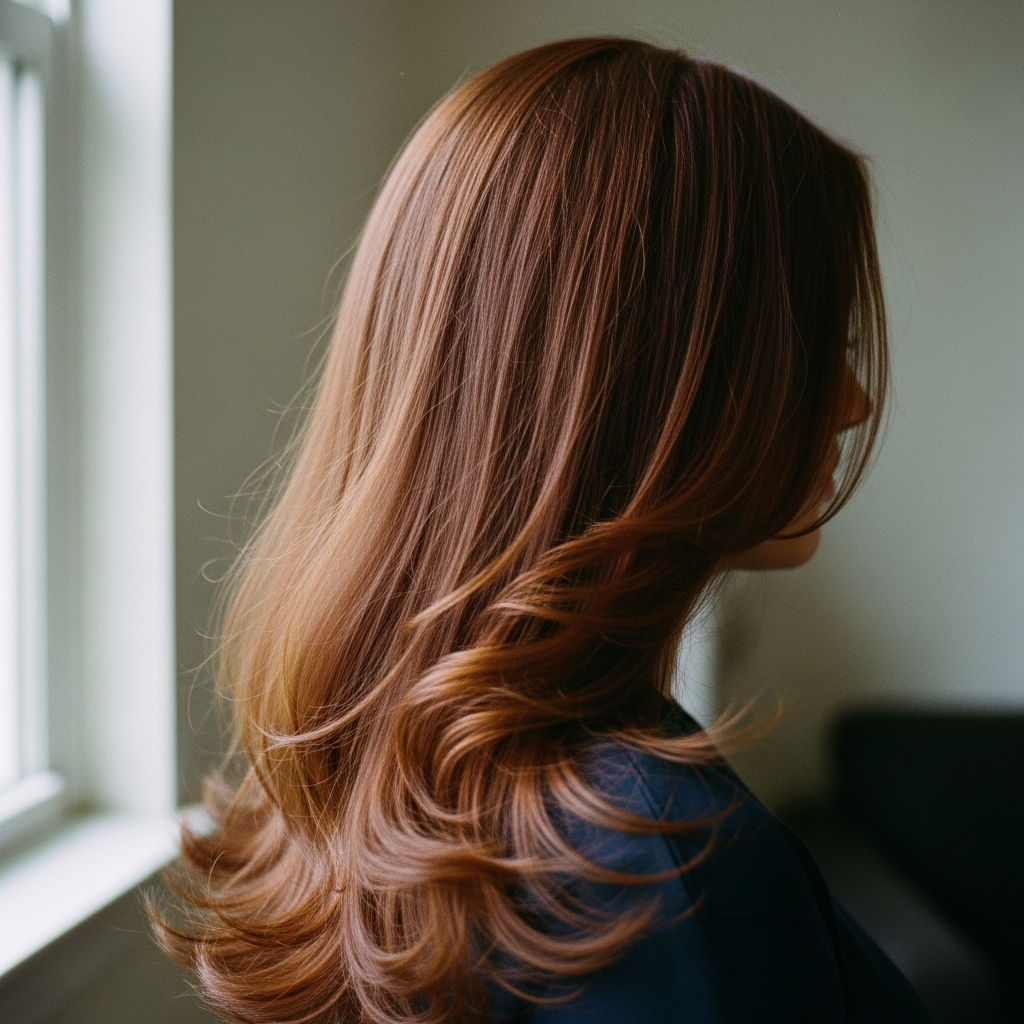 long auburn hair extensions added volume philadelphia
